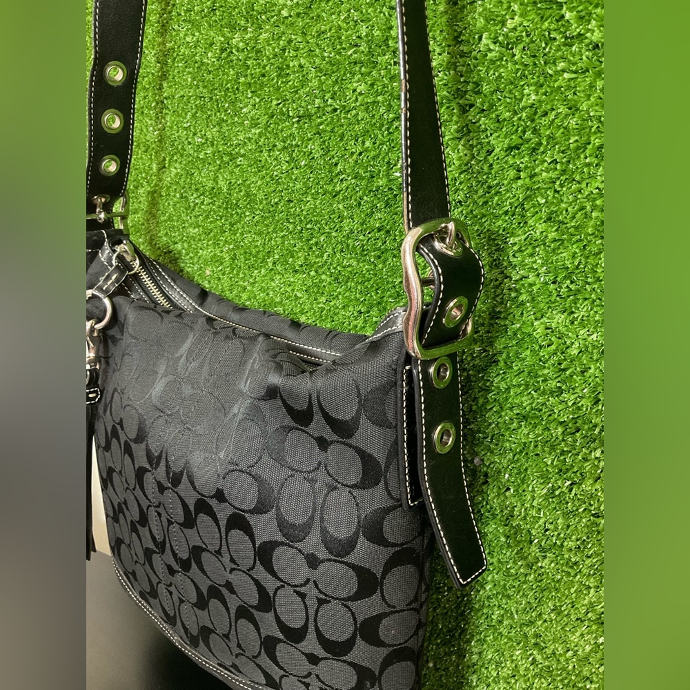 Coach Signature Shoulder Hand Bag Canvas Leather 9362… - Gem